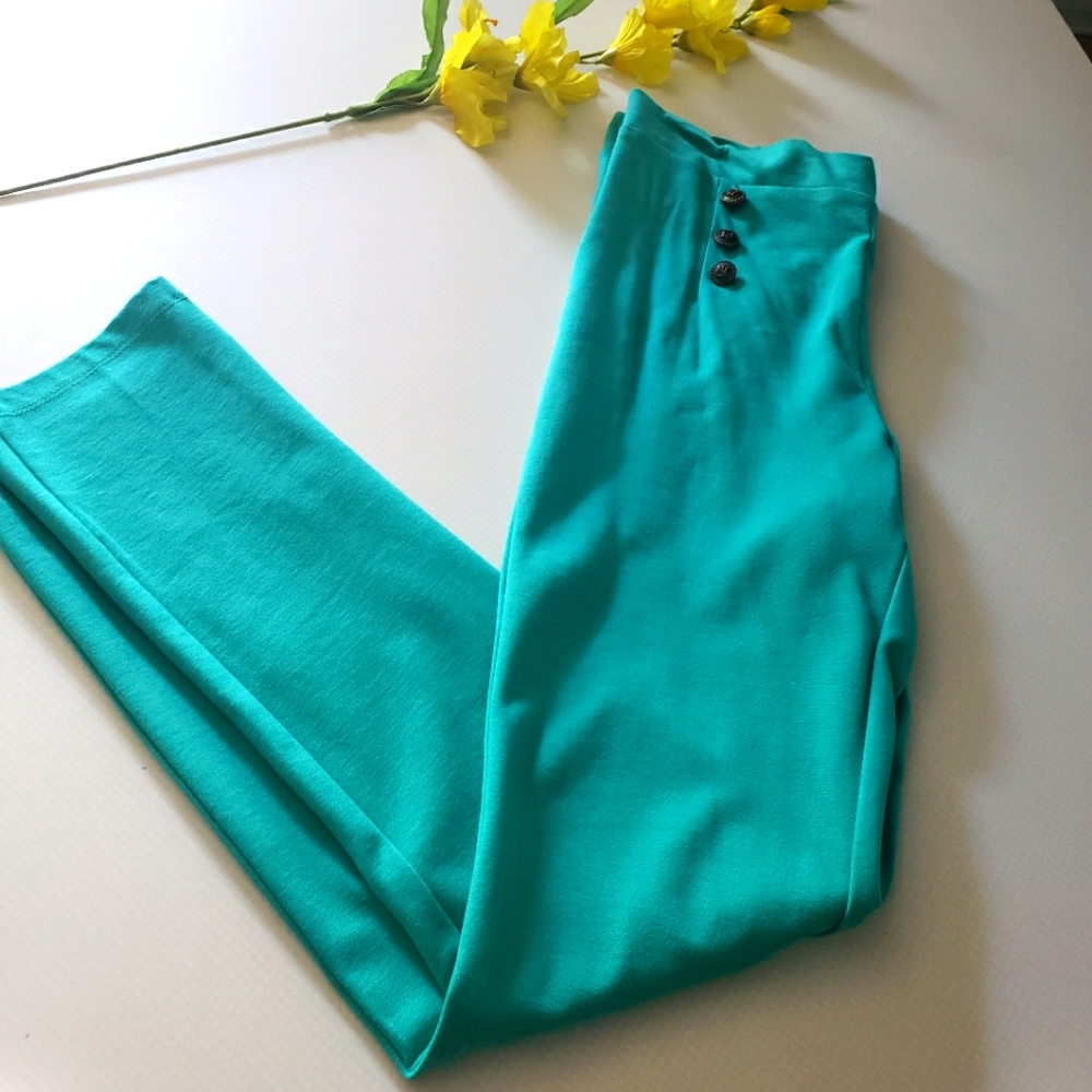 Just In: New Teal Stretchy Pants w/ Button Detail